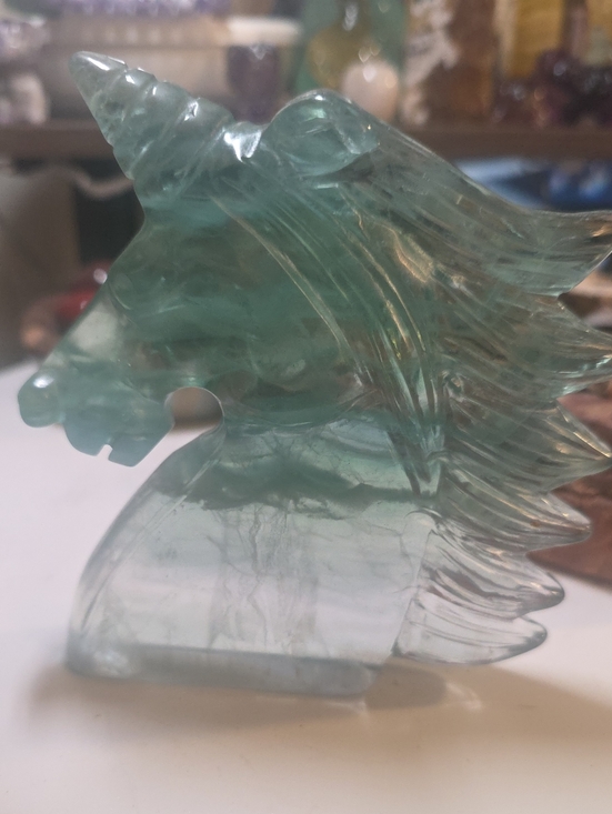 Other - Carved Green Fluorite Unicorn Head Sculpture